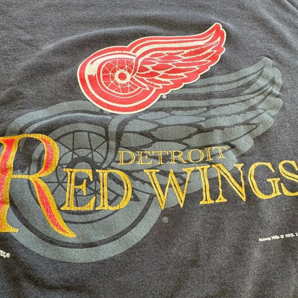"NUTMEG MILLS" 1994 Red‎ Wings Y2K Sweatshirt SZ L Hockey VTG Grandpa  DETROIT